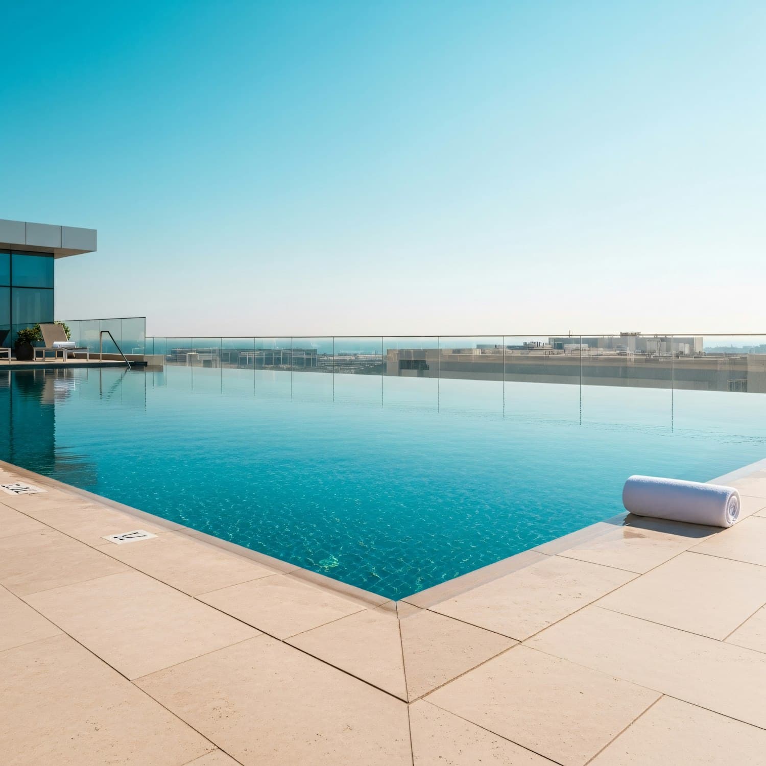 Rooftop resort pool overlooking the skyline
